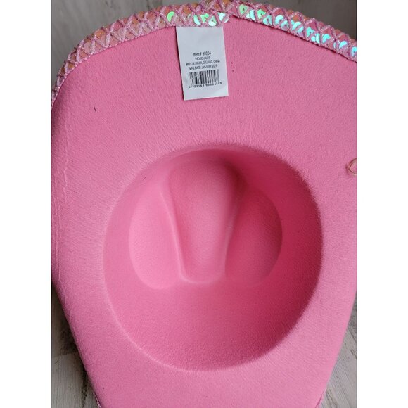 Pink sequin cowboy hat Halloween costume accessory Prop - Picture 10 of 10